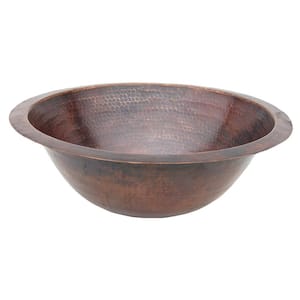Round Copper Drop In or Undermount Sink Bowl in Antique Dark