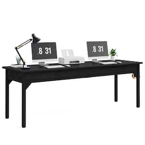 Moronia 78.7 in. Rectangular Black Wood 2 Person Computer Desk with 2-Drawer for Home Office
