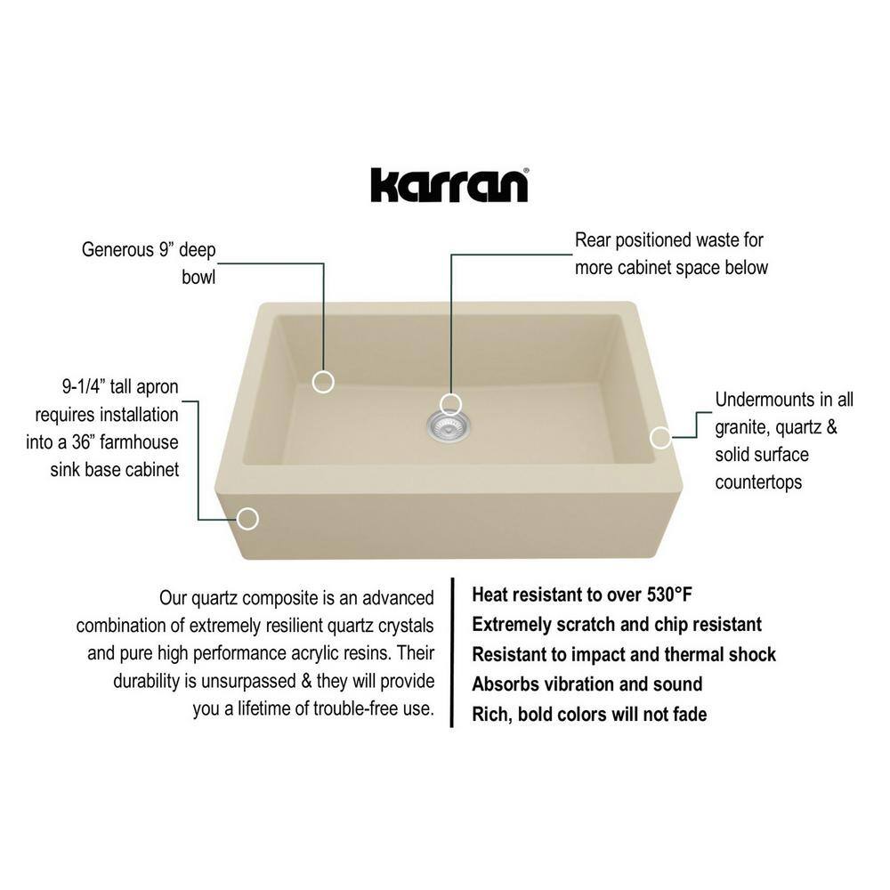 Bisque Quartz Composite Farmhouse Single Bowl Kitchen Sink