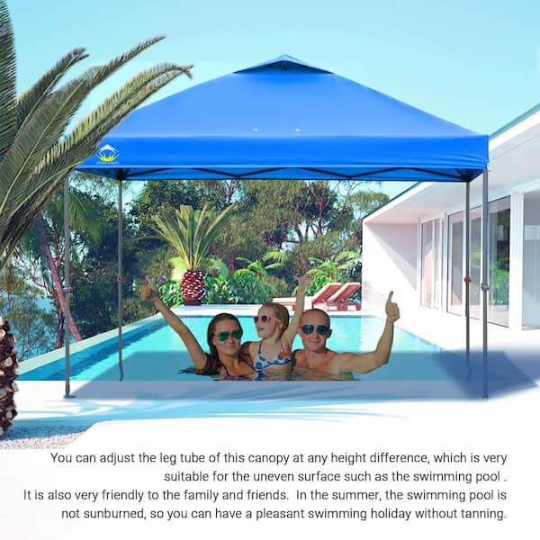 CROWN SHADES 10 ft. x 10 ft. Blue Instant Pop Up Canopy with Carry