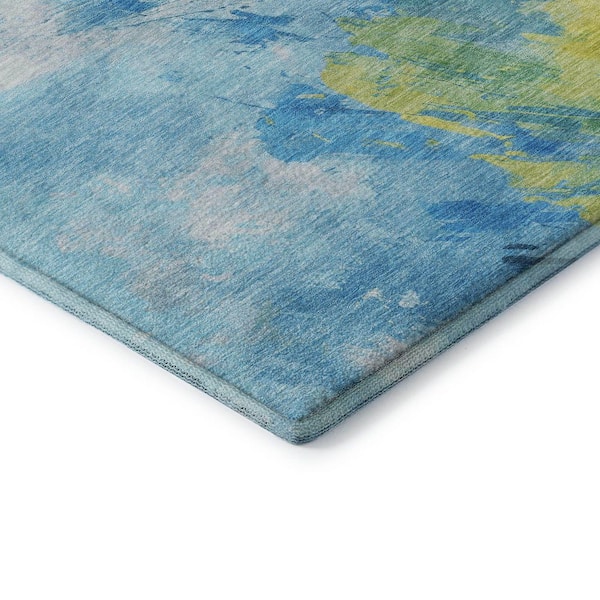 Mayfield Premium Machine Washable Abstract AMF1675 Blue 10 ft. x 14 ft. Area Rug