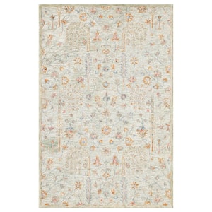 Glenis Green/Cream/Taupe 5 ft. x 7 ft. 9 in. Traditional Floral Garden Wool Hand Tufted Area Rug