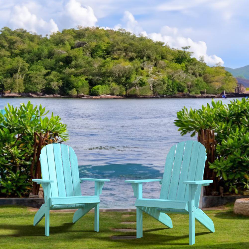 Aqua Blue Plastic Adirondack Chair with Arms