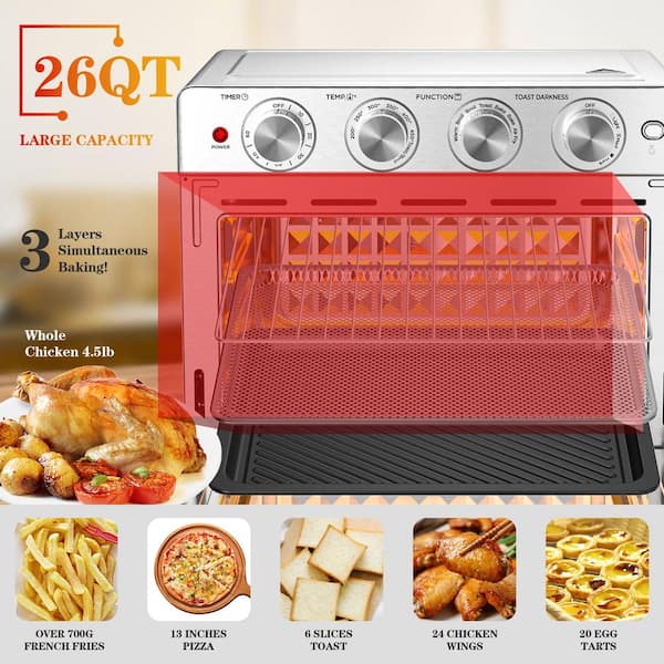 Ovente Digital Stainless Steel Multi-Function Air Fryer Oven Combo
