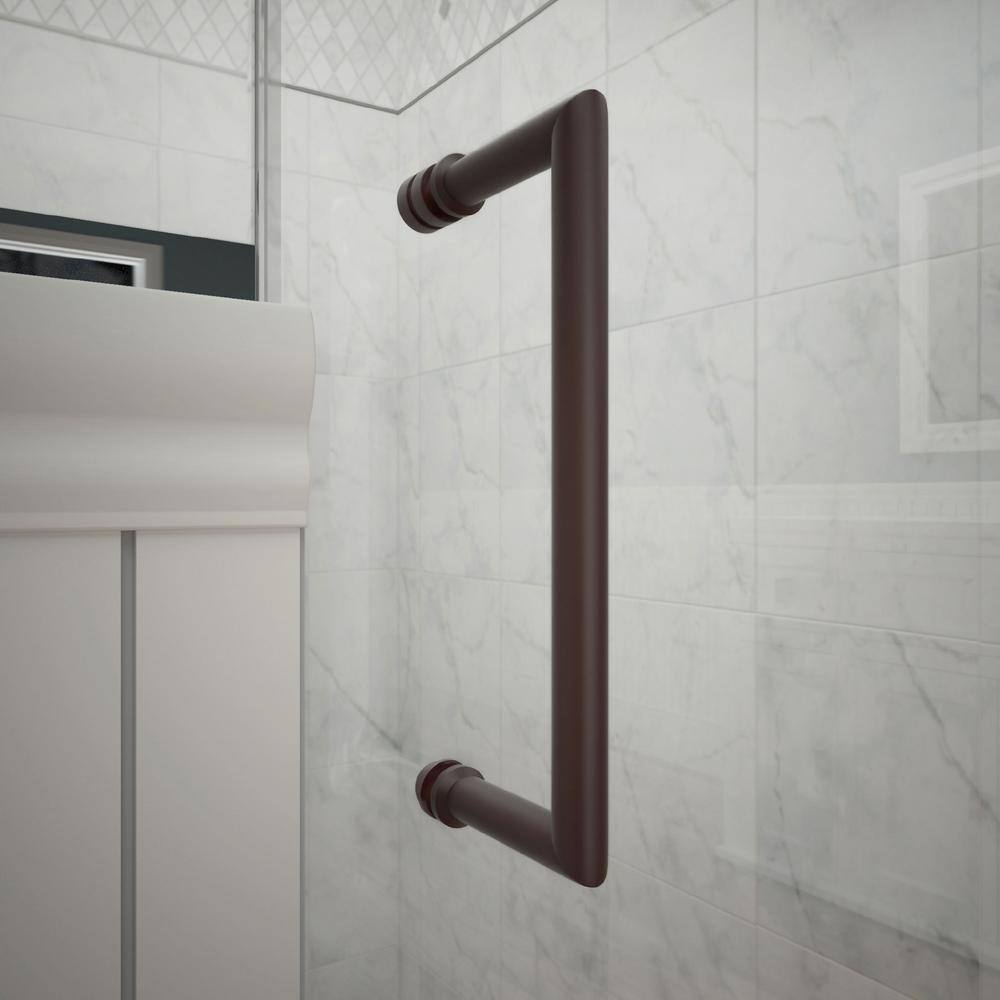 Unidoor Plus 61" Frameless Clear Glass Shower Door with Black Hardware