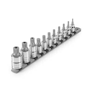 3/8 in. Drive Triple Square and 1/2 in. Drive TR Triple Square Bit Socket Set with Rail (11-Piece) (M4-M12, MT14-MT18)