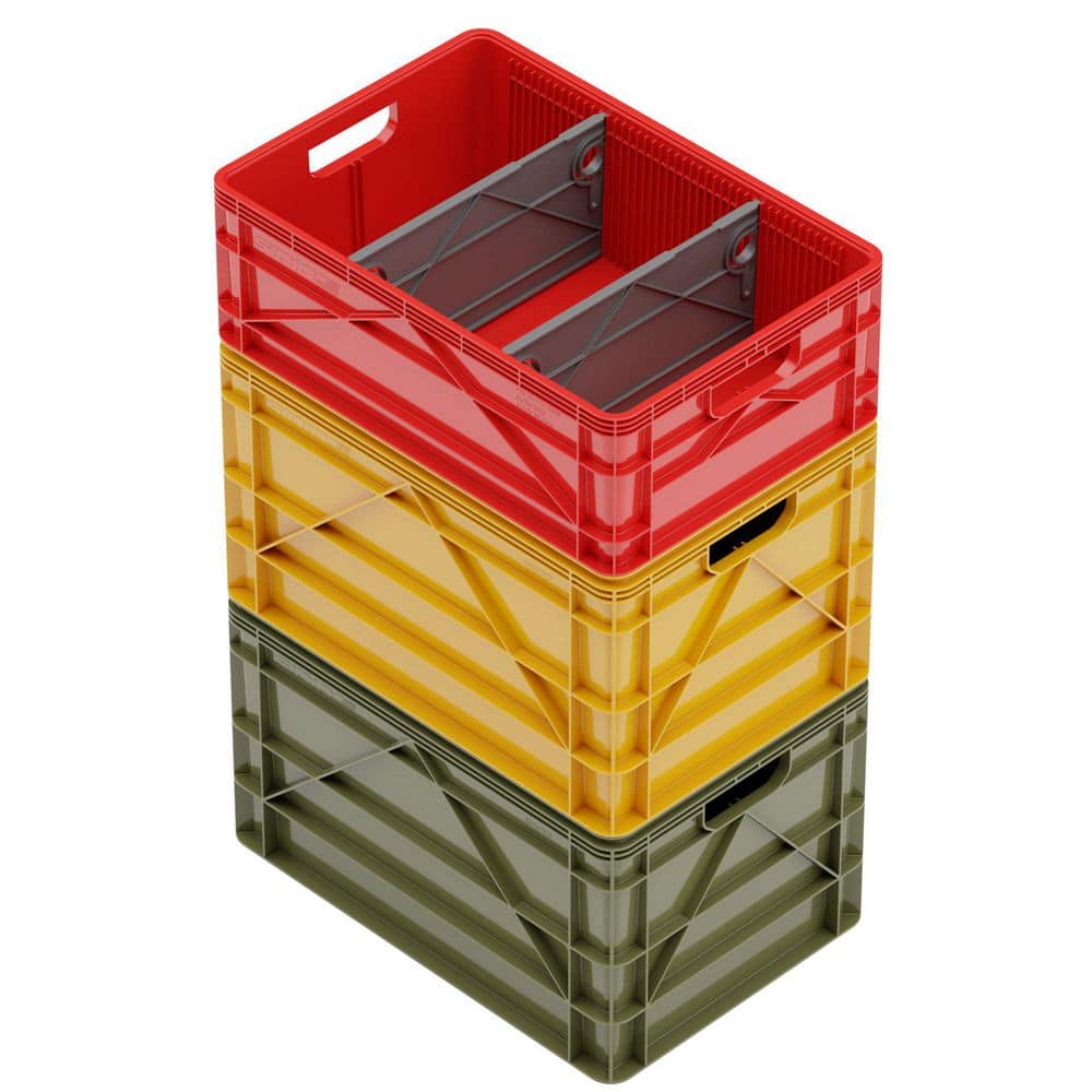 Crate Basic Pack 2 Full-Size and 1 Half-Size Heavy Duty Stackable Storage Bins with Dividers Utility Variety Pack price history on PriceWatchPro