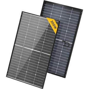 16BB 200W Bifacial Solar Panel Work for 12V/24V Charger RV Camping Home Boat Marine Curve Surface Parallel Design Black