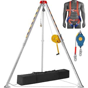 Confined Space Tripod Kit 1800 lbs. Winch Rescue Tripod w/7 ft. Leg, 98 ft. Cable, 33 ft. Fall Protection and Harness