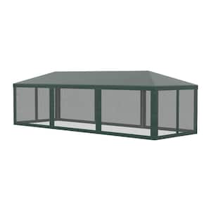 10 ft. x 28 ft. Outdoor Steel Event/Party Tent Canopy with 8 Removable Mesh Sidewalls and Zipper Doors in Green