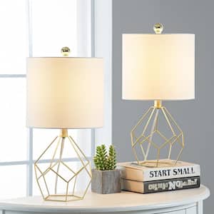 Detroit 18.75 in. Gold Table Lamp with White Shade (Set of 2)