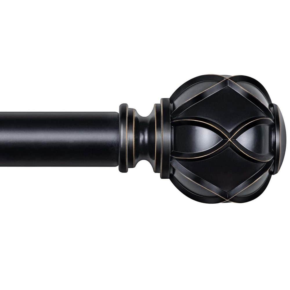 72 in. to 144 in. Adjustable Curtain Rod in Black with Netted Texture Finials for Windows, 7/8 in. Dia. Drapery Rod price history on PriceWatchPro