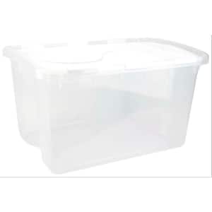 Single 48 Qt. Hinged Lid Storage Box Tote Container (18-Pack)