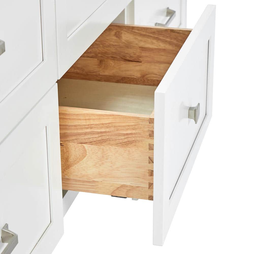 Monroe 72" White Solid Wood Double Freestanding Bathroom Vanity