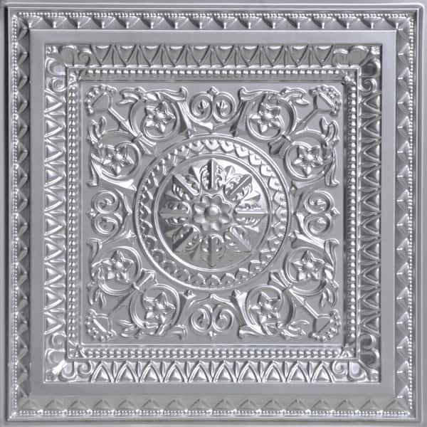 FROM PLAIN TO BEAUTIFUL IN HOURS La Scala 2 ft. x 2 ft. PVC Glue-up or Lay-in Ceiling Tile in Silver