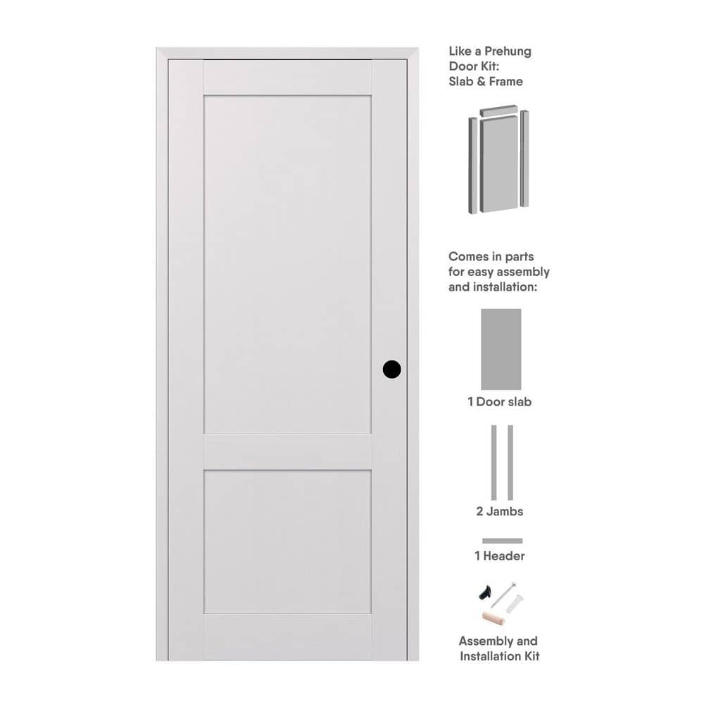2-Pane Shaker 24 in. x 96 in. Left Hand Bianco Noble Wood Composite DIY-Friendly Single Prehung Interior Door price history on PriceWatchPro