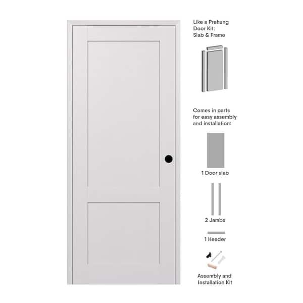 Belldinni 2-Pane Shaker 18 in. x 84 in. Left-Hand Bianco Noble Composite Solid Core DIY-Friendly Single Prehung Interior Door