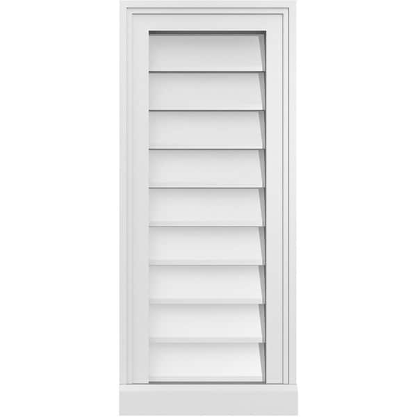 Ekena Millwork 12" x 28" Rectangular White PVC Paintable Gable Louver Vent Non-Functional