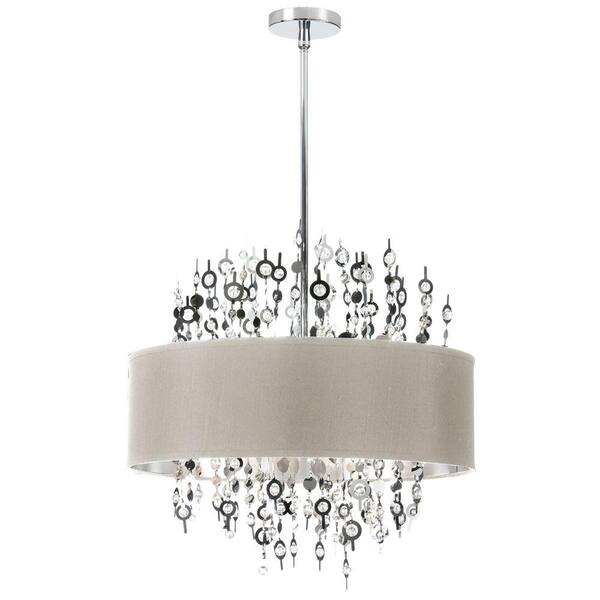 Radionic Hi Tech Picabo 8-Light Polished Chrome Crystal Chandelier with Pebble Shade