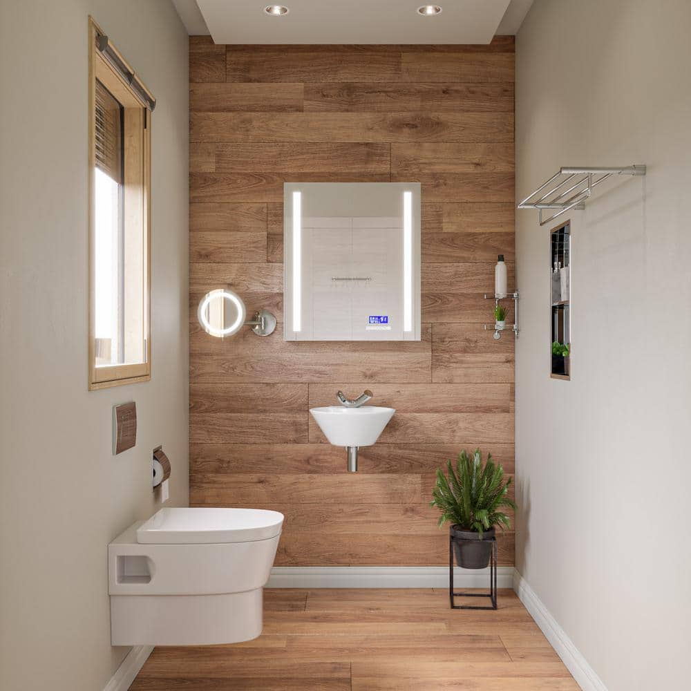 Compact White Ceramic Wall-Mount Bathroom Sink with Overflow
