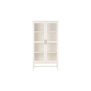 61 in. Ivory Wood Adjustable 4-Shelf Standard Bookcase with Glass Door