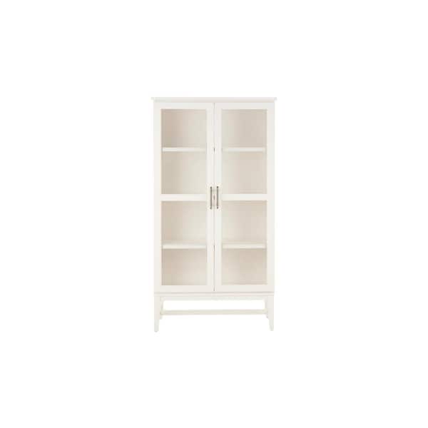 Home Decorators Collection 61 in. Ivory Wood Adjustable 4-Shelf Standard Bookcase with Glass Door