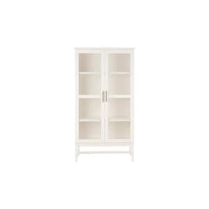 61 in. Ivory Wood 4-Shelf Standard Bookcase with Glass Door