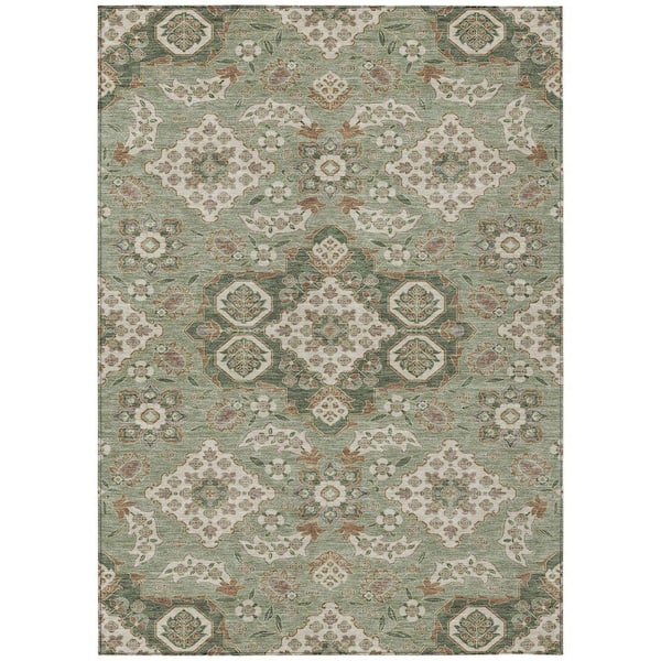 Chantille Machine Washable Indoor/Outdoor Abstract ACN1853 Sage 8 ft. x 10 ft. Accent Rug