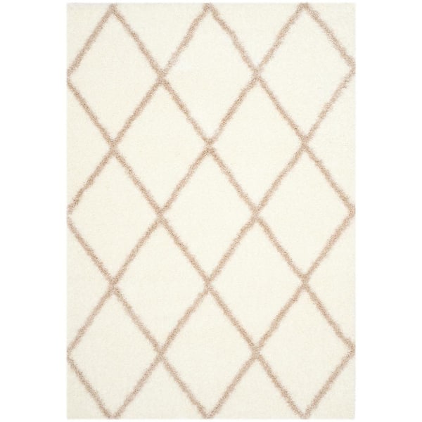 SAFAVIEH Montreal Shag Ivory/Beige 4 ft. x 6 ft. Geometric Area Rug