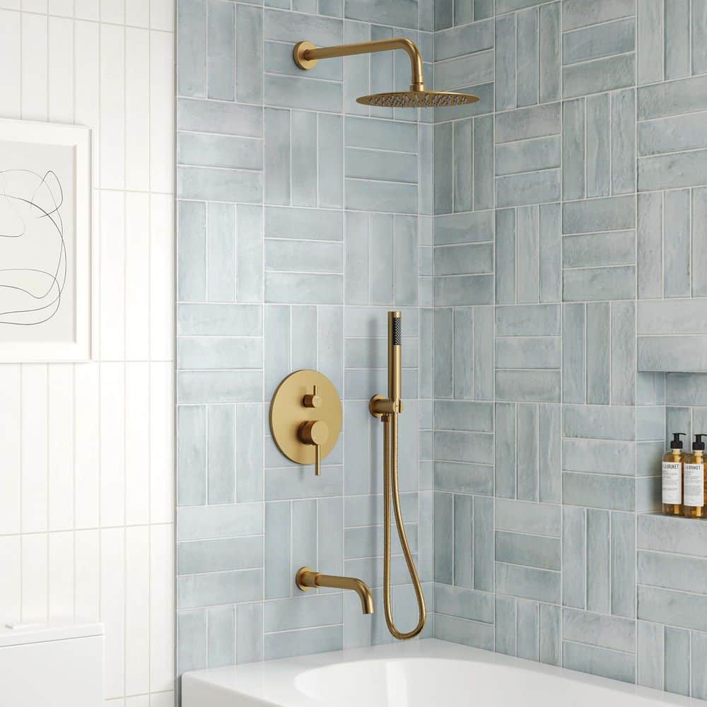 EVERSTEIN Single Handle 3-Spray 10 in. Wall Mount Tub and Shower