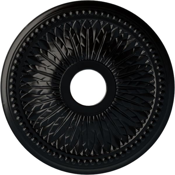 Ekena Millwork 1-1/2" x 18" x 18" Polyurethane Bailey Ceiling Medallion, Hand-Painted Jet Black
