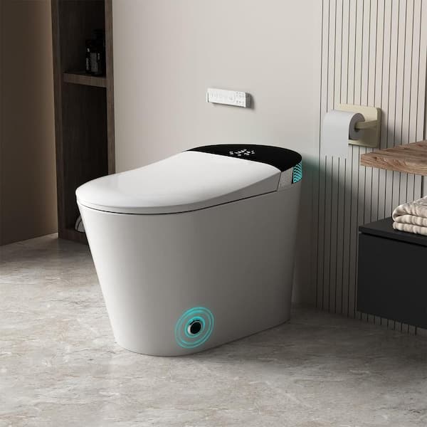 FUFU&GAGA Elongated Smart Bidet Toilet 1.28GPF in White with Auto mode, Digital Display, Deodorization, Kid Mode, Massage Cleaning