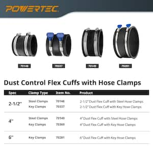 2-1/2 in. Dust Control Flex Cuff with Adjustable Key Hose Clamps for Dust Collection Systems (6-Pack)