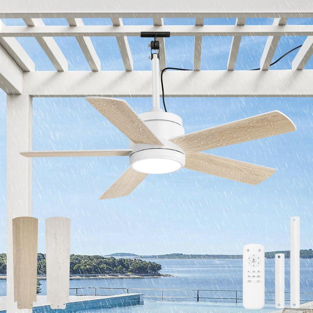 HINNIXY 42 in. Outdoor White Waterproof Ceiling Fan with HINNIXY 42 in. Outdoor White Waterproof Ceiling Fan with