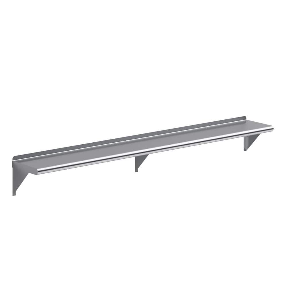 72" Long Stainless Steel Wall Shelf with Brackets