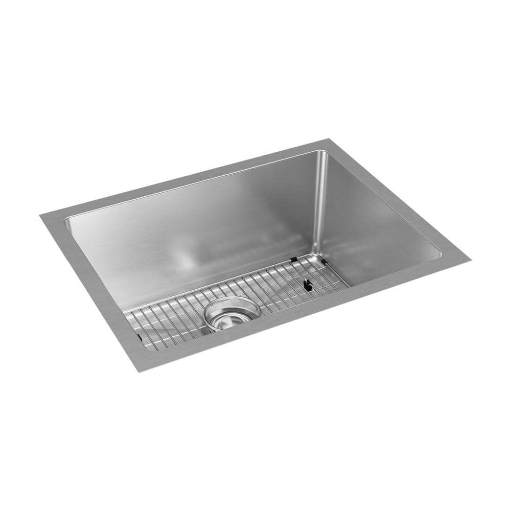 Polished Satin Stainless Steel Single Bowl Undermount Kitchen Sink Kit