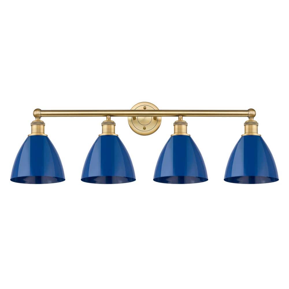 Plymouth Dome 34.5 in. 4-Light Brushed Brass Vanity Light with Metal Shade price history on PriceWatchPro