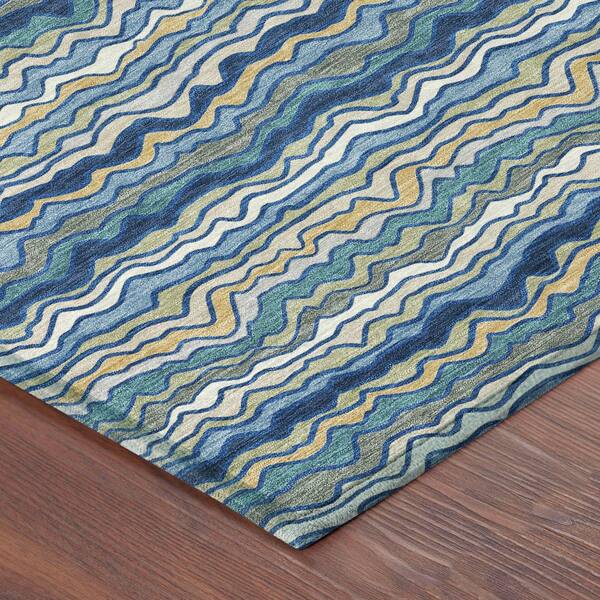 Chantille Machine Washable Indoor/Outdoor Abstract ACN2436 Navy 2 ft. x 3 ft. Accent Rug