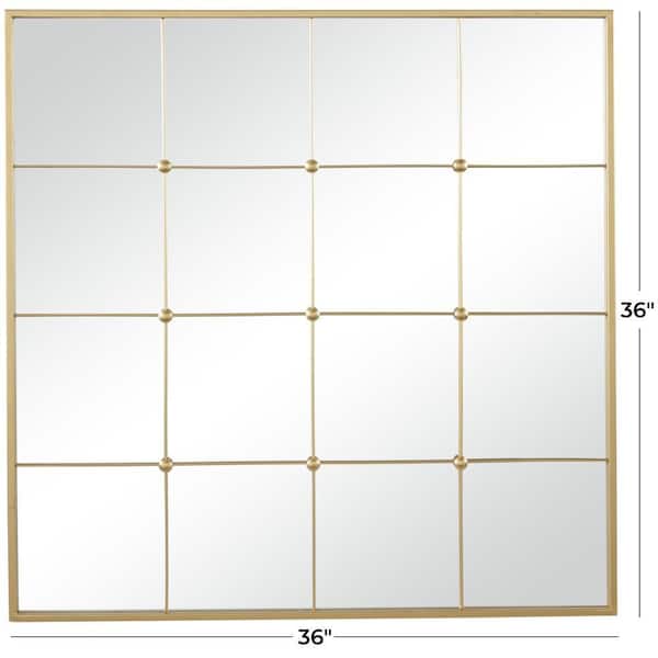 36 in. x 36 in. Window Pane Inspired Square Framed Gold Wall Mirror