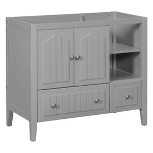 35 in. W x 17.5 in. D x 31 in. H Solid Wood Frame Bath Vanity Cabinet without Top in Gray