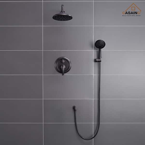 3-Spray Patterns 8.3 in. Wall Mount Dual Shower Heads in Spot Resist Oil-Rubbed Bronze