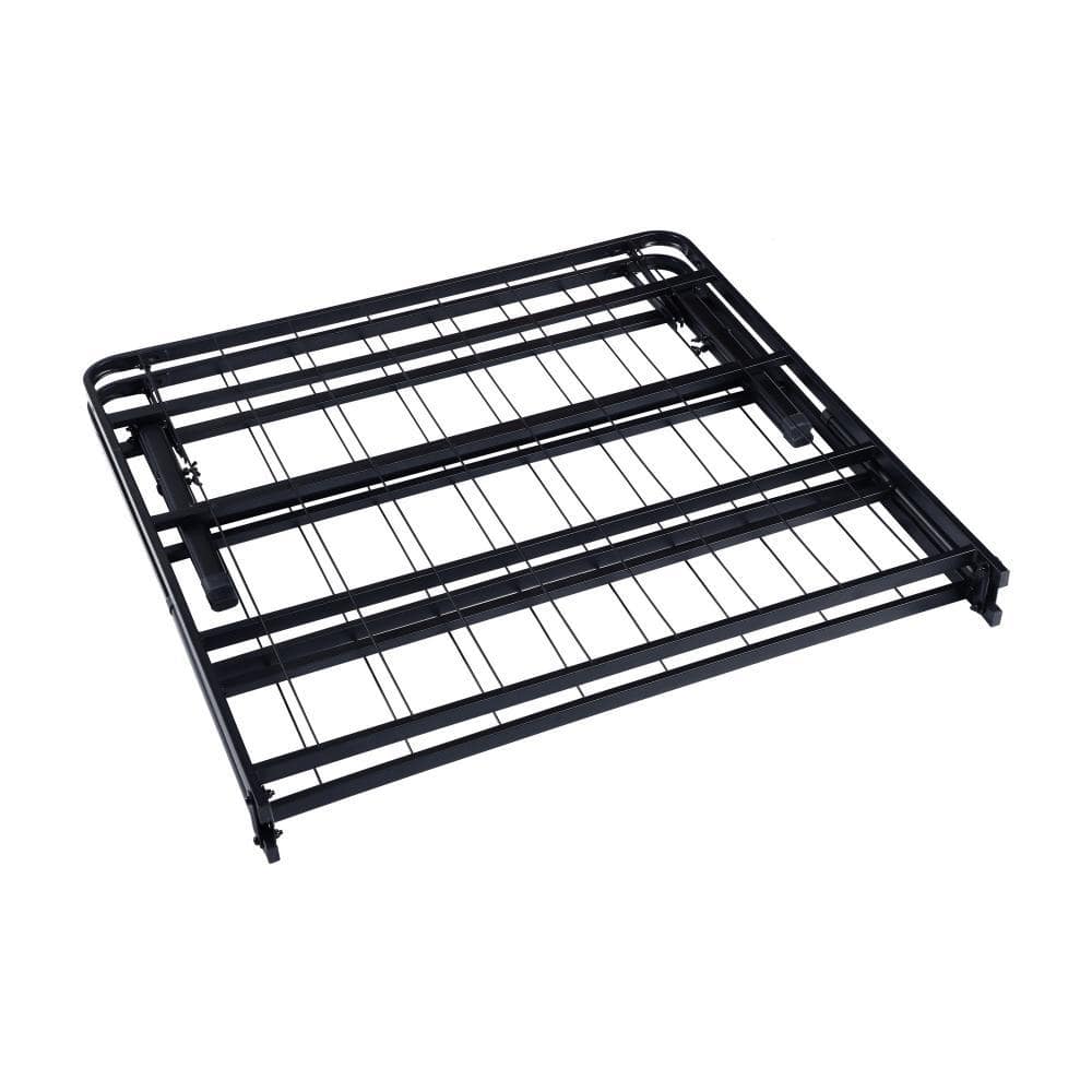 Queen Black Metal Folding Platform Bed Frame with Slats