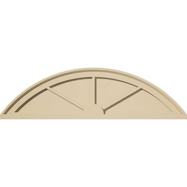 38 in. W x 10-1/2 in. H x 2 in. P Segment Arch 3 Spoke Signature Urethane Pediment, Primed Tan