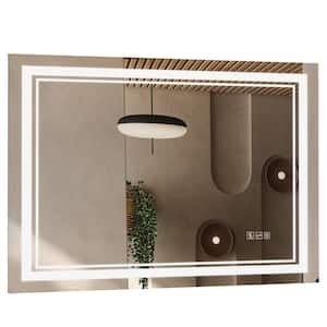 Front Light and Backlit Mirror 36 in. W x 28 in. H Rectangular Frameless Anti-Fog Lighted Wall Bathroom Vanity Mirror
