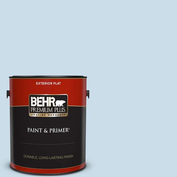 BEHR PREMIUM PLUS 1 gal. #M510-1 Blue Me Away Flat Exterior Paint & Primer