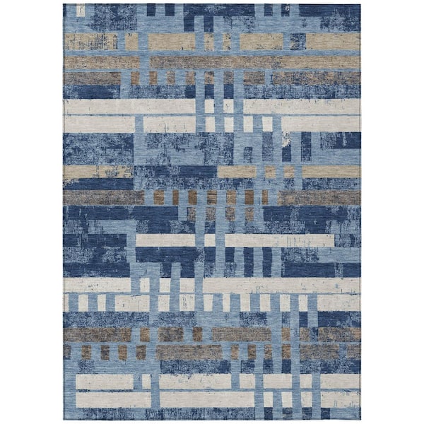 Chantille Machine Washable Indoor/Outdoor Abstract ACN2897 Denim 10 ft. x 14 ft. Area Rug