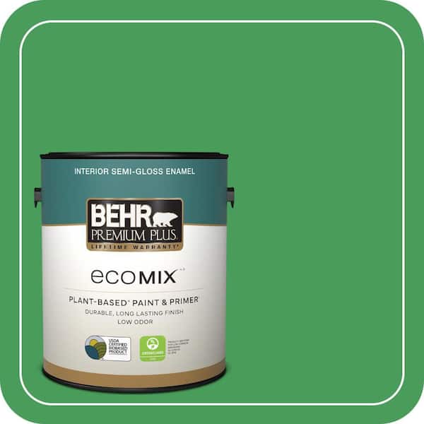 1 gal. #P400-6 Clover Patch Semi-Gloss Enamel EcoMix Plant-Based Interior Paint & Primer