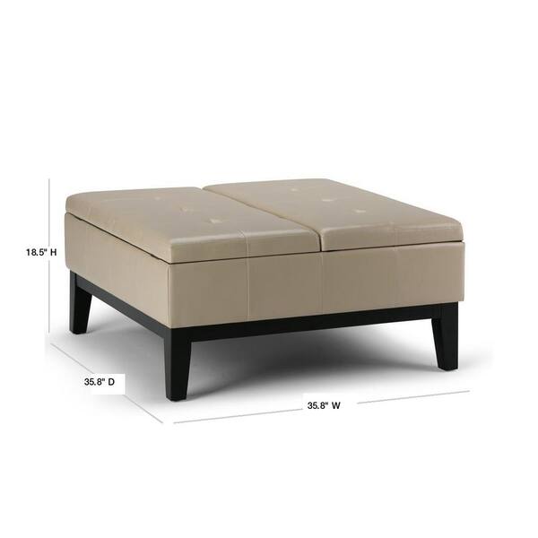 Contemporary Square Storage Ottoman, Faux Leather Ottomans With Storage