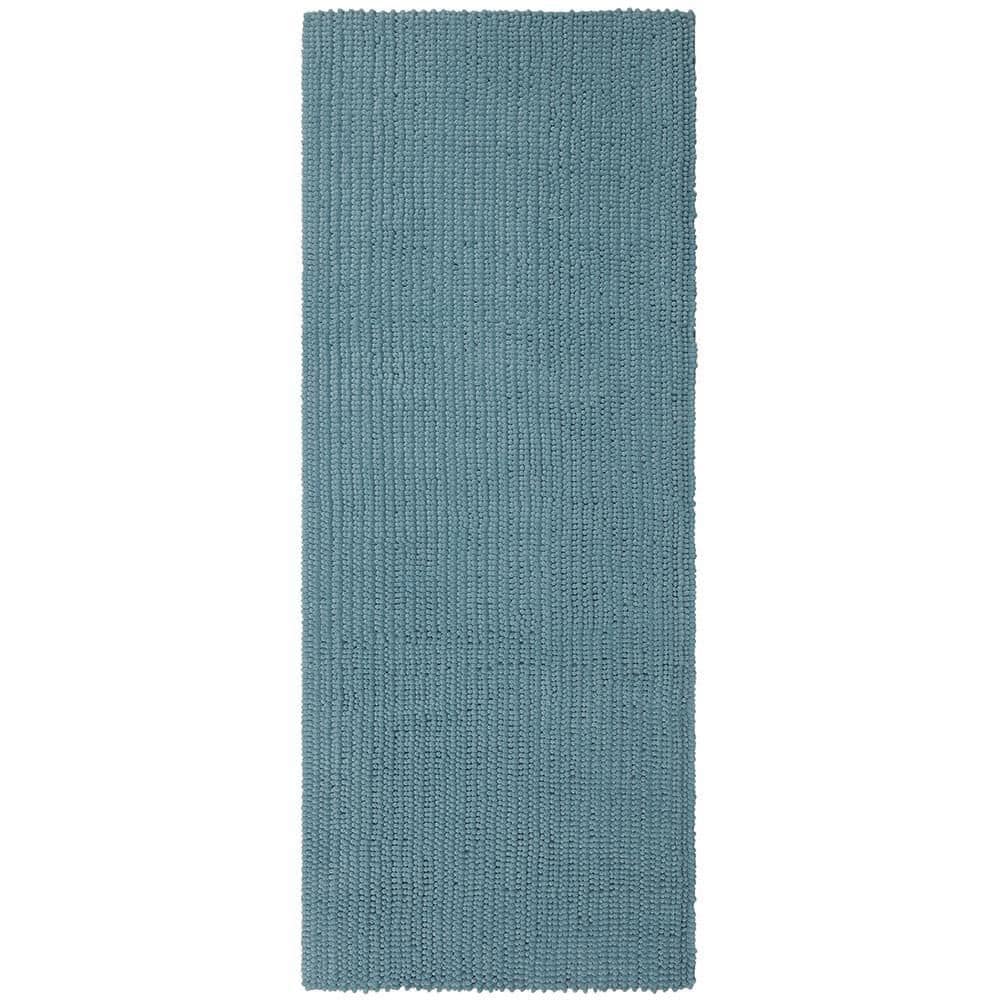 Glacier Blue Polyester Chenille Bath Rug with Memory Foam