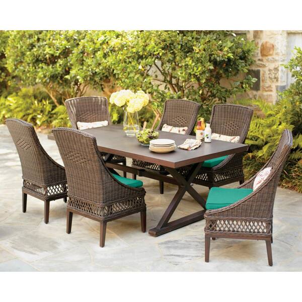 dark brown wicker dining set